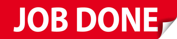 Verkocht sticker ''Job Done''