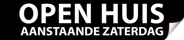 Sticker open huis a.s. zaterdag zwart